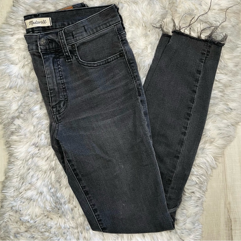Madewell 9" High Rise Skinny Black Grey Jeans